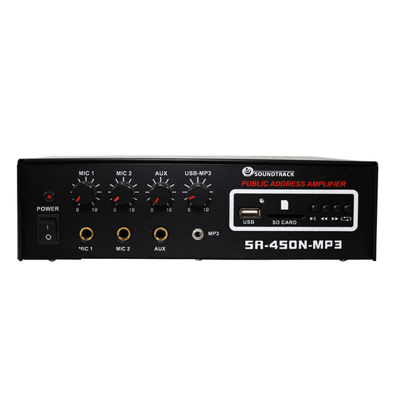 AMPLIFICADOR DE PUBLIDIFUSION CON REPRODUCTOR (USB/SD CARD)  SOUNDTRACK   4747SA-450N-MP3 - Hergui Musical