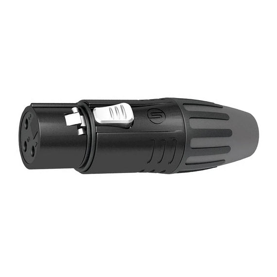 Plug XLR hembra / Carcasa Enchapada en Negro / Contactos Enchapados en Plata  SEETRONIC  SCMF3B - Hergui Musical