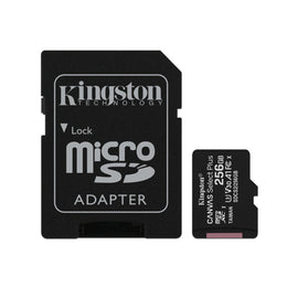 MEMORIA MICROSD KINGSTON CANVAS SELCT PLUS 256GB R.100MB/S W.85MB/S CL10 UHS-I U3 V30 A1  SDCS2/256GB  MEMKGN1910 - Hergui Musical