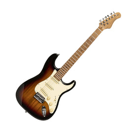 Guitarra eléctrica serie 55 con cuerpo macizo de paulownia, modelo de mano izquierda, Sunburst Brillante STAGG  SES-55-SNB - Hergui Musical