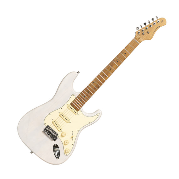 Guitarra eléctrica serie 55 con cuerpo de paulownia maciza, See through White Blonde, brilliant   STAGG  SES-55-WHB - Hergui Musical