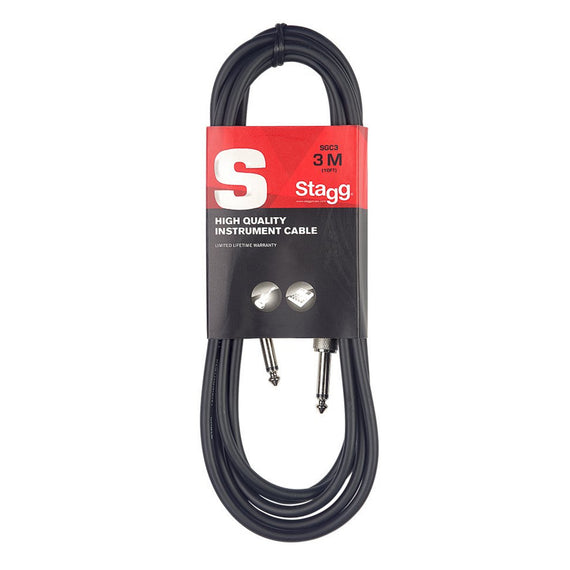 CABLE PARA INSTRUMENTO 3m, PLUG 6.3mm MACHO/MACHO  STAGG   SGC3 - Hergui Musical