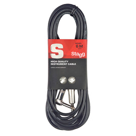 CABLE PARA INSTRUMENTO 6m, PLUG 6.3mm, (RECTO/ANGULO) CONECTORES MACHO/MACHO  STAGG   SGC6PL - Hergui Musical