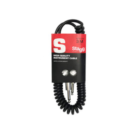 Cable para instrumento ondulado 3m de plug 6.3mm Mono macho a plug 6.3mm Mono macho  STAGG  SGCC3-DL - Hergui Musical