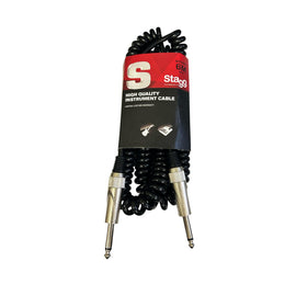 Cable para instrumento ondulado 6m de plug 6.3mm Mono macho a plug 6.3mm Mono macho  STAGG  SGCC6-DL - Hergui Musical