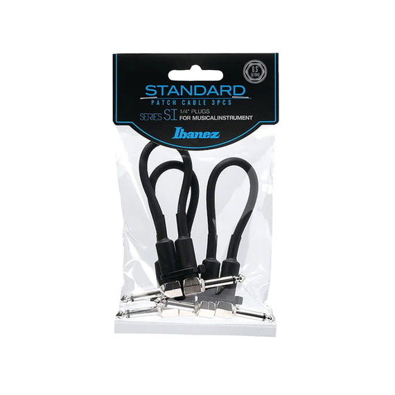 Jgo. DE CABLES IBANEZ 15cm. NEGRO (ANGULADO/ANGULADO)  SI05P3 - Hergui Musical