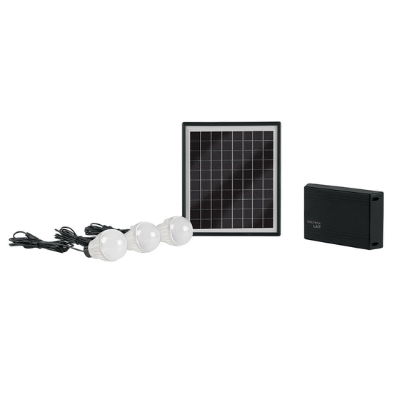 Sistema de iluminación solar 6 w con 3 lámparas led, volteck  SIS-306L - Hergui Musical