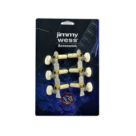 JGO. DE MAQUINARIA PARA GUITARRA 3+3 NIQUELADA PERNO PLASTICO  JIMMY WESS  SKG352-CK - Hergui Musical