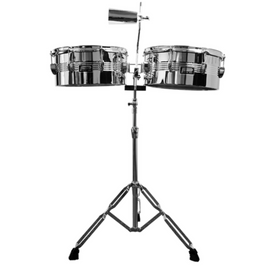 TIMBALES POWER BEAT 14'' & 15'' CON ATRIL, CROMADOS  JBTBS1514 - Hergui Musical