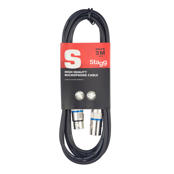 CABLE DE CANON A CANON MACHO/HEMBRA 3m, ANILLO AZUL  STAGG   SMC3-BL - Hergui Musical