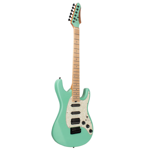 Guitarra Mars eléctrica versátil con mástil de arce tostado y diapasón de palisandro, color SOLID SEAFOAM GREEN  MARS  STRAT-SEN - Hergui Musical