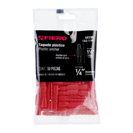 Bolsa con 50 taquetes de plástico 1/4", FIERO   TAQ-1/4P - Hergui Musical