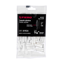 Bolsa con 50 taquetes de plástico 3/16", FIERO   TAQ-3/16P - Hergui Musical