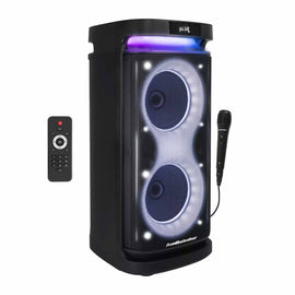 Bafle Recargable 2x8", Con Aros Rgb, Color Negro   AUDIOBAHN   THUMP8 - Hergui Musical