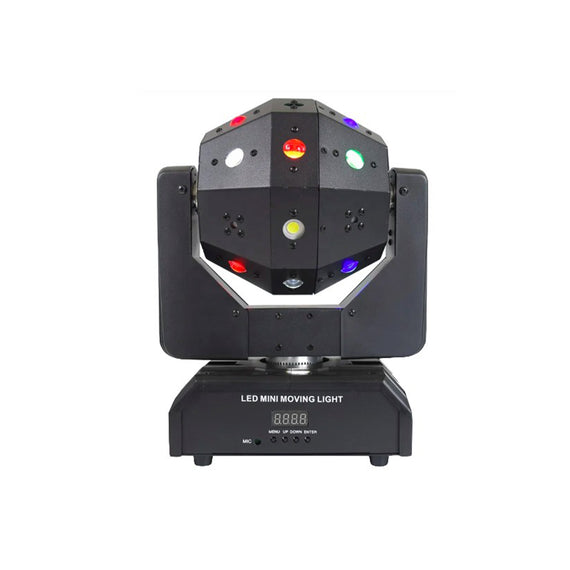 Cabeza robótica, 16 Leds RGBW 13w, 4 Leds Blancos 15w, 2 Laser Verde 50 mW, 2 Laser Rojo 100 mW   MEGALUZ SHOW   TWISTER - Hergui Musical