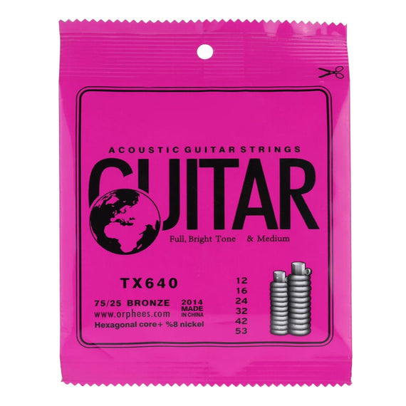 JGO. DE CUERDAS PARA GUITARRA ELECTROACÚSTICA CAL. 12-53  ORPHEE  TX640 - Hergui Musical