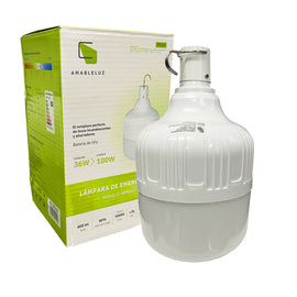 Foco de leds 36w de emergencia recargable con pilas de Litio 4-16 Hrs, Luz fria 6500K  AMABLELUZ   UG01W36 - Hergui Musical