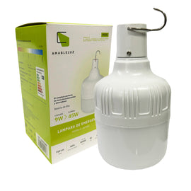 Foco de leds 9w de emergencia recargable con pilas de Litio 4-16 Hrs,  Luz fria 6500K  AMABLELUZ   UG01W9 - Hergui Musical