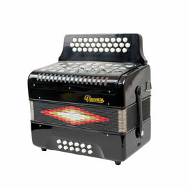 Acordeon Vincenzo Acordeón Vincenzo 30 botones, 12 bajos en FA color Negro con estuche rígido  V-AC-30K12B-F-BK