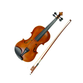 VIOLÍN DE 4/4 CON ACABADO "ANTIGUO", INCLUYE: ESTUCHE, ARCO Y PUENTE   ROMMS   VN-302 - Hergui Musical