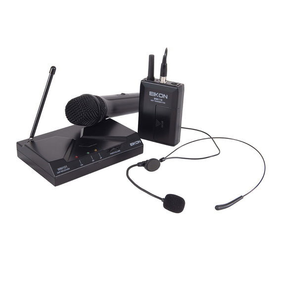 Sistema inalámbrico de mano ó diadema UHF, hasta 3 frecuencias en una misma ubicaicón  EIKON   WM101KIT-V2 - Hergui Musical