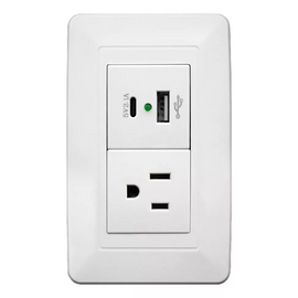PLACA CONTACTO SENCILLO 90-277VCA Y CONVERTIDOR DE VOLTAJE DOBLE USB  WINLED  WPL-307 - Hergui Musical