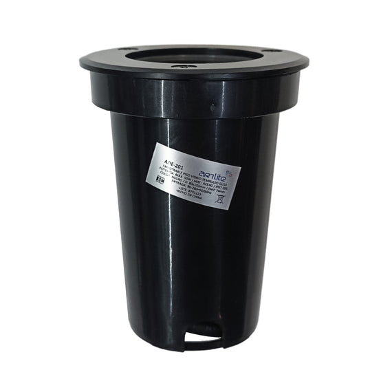 EMPOTRABLE PISO PLASTICO NEGRO Y VIDRIO TEMPLADO EXTERIOR BASE MR16  ARTLITE   ADE-201 - Hergui Musical