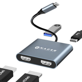 ADAPTADOR USB-C DUAL HDMI+USB3.0+PD100W  NACEB   NA-0148 - Hergui Musical