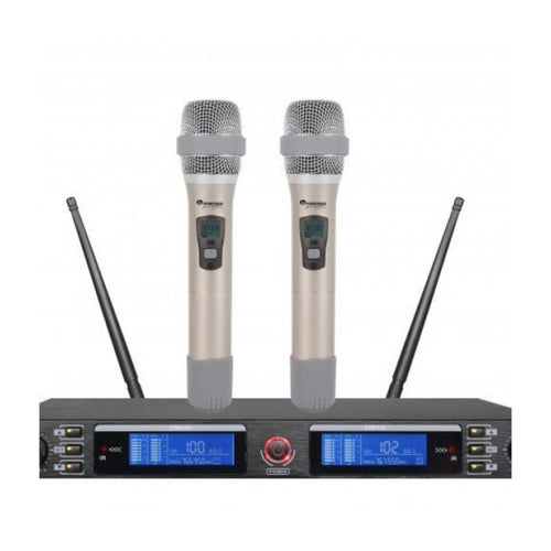 SISTEMA DIGITAL DE DOS MICRÓFONOS INALÁMBRICOS, FRECUENCIAS VARIABLES,  2 CANALES, MONTABLE EN RACK   SOUNDTRACK   STW-86HU2