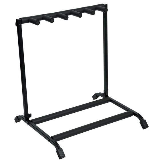 Soporte de guitarra plegable diseñado para sostener 5 guitarras eléctricas o acústicas, terminado con recubrimiento en polvo negro, construcción de acero resistente  FRAMEWORKS  RI-GTR-RACK5 - Hergui Musical