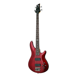 Bajo eléctrico de 4 cuerdas, rojo metálico, cuerpo de tilo, tapa arqueada, brazo de maple, diapasón de palo de rosa SGR BY SCHECTER  C-4-BASS-MRD - Hergui Musical