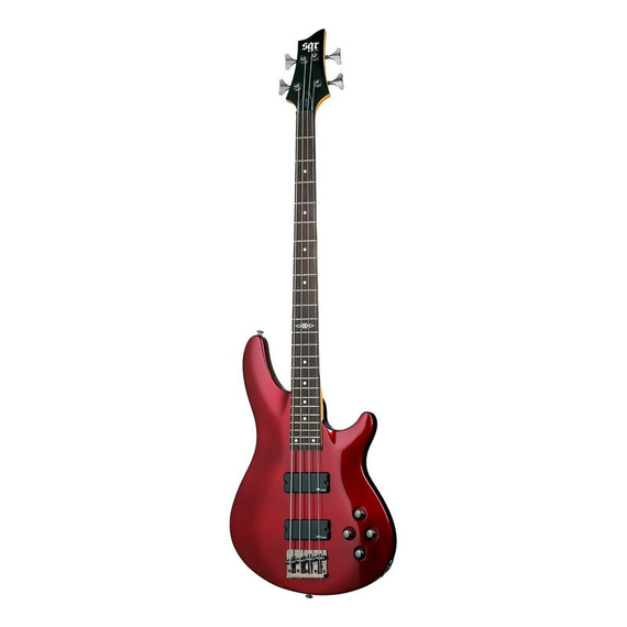 Bajo eléctrico de 4 cuerdas, rojo metálico, cuerpo de tilo, tapa arqueada, brazo de maple, diapasón de palo de rosa SGR BY SCHECTER  C-4-BASS-MRD - Hergui Musical