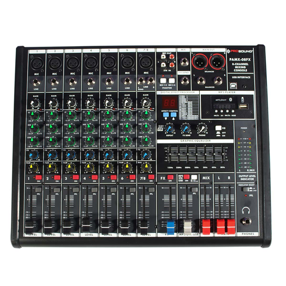 MEZCLADORA 8 CANALES CON EFECTOS  PROSOUND   PAMX-08FX - Hergui Musical
