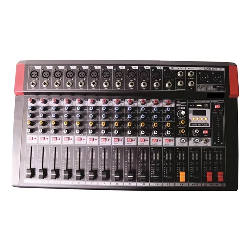 MEZCLADORA AMPLIFICADA 12 CANALES DIERECTOS, 150w RMS X 2, EFECTOS, INTERFAZ, BLUETOOTH  SOUNDTRACK   MIX-1200DSP - Hergui Musical