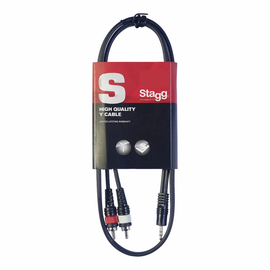CABLE "Y", 2 PLUG RCA A PLUG 3.5mm MACHO ESTÉREO 3m  STAGG  SYC3/MPSB2CM-E - Hergui Musical
