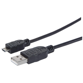 Cable USB - Micro B - Micro USB MANHATTAN, 1,8 m, USB A, Micro-USB B, Macho/Macho, Negro  CABITL315 Modelo 307178 - Hergui Musical