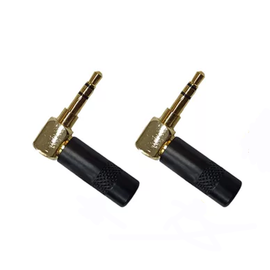 PAQ. 2 PZAS. DE PLUG DE 3.5MM EN ESCUADRA NEGRO / ORO  SOLCOR   PL35SEN-P(2) - Hergui Musical