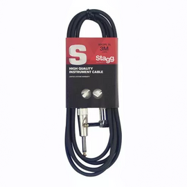 CABLE PARA INSTRUMENTO 3m, PLUG 6.3mm (RECTO/ANGULO) MACHO/MACHO  STAGG   SGC3PL-DL - Hergui Musical