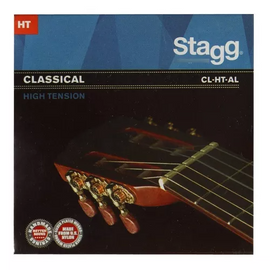 JGO. DE CUERDAS DE NYLON PARA GUITARRA CLASICA, ALTA TENSIÓN, ENTORCHADO PLATEADO  STAGG  CL-HT-AL - Hergui Musical