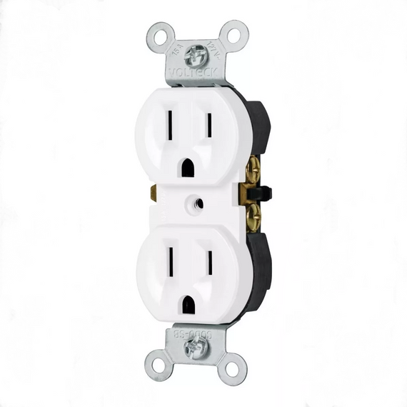 CONTACTO DUPLEX 2 POLOS STANDARD BLANCO   VOLTECK    CODO-SB - Hergui Musical