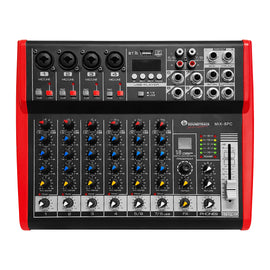 MEZCLADORA AMPLIFICADA 8 CANALES (4 DIRECTOS, 4 COMPARTIDOS) 150w RMS x 2, PHANTOM, BLUETOOTH  SOUNDTRACK   MIX-8PC - Hergui Musical