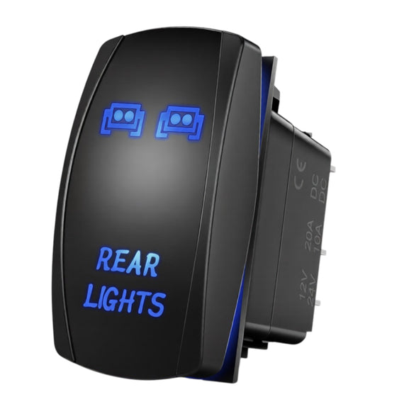 Switch 5 patas con piloto azul, para luces auxiliares traseras  RADOX   835-179 - Hergui Musical