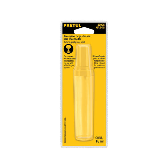 Recargador de gas butano para encendedor, 18ml, PRETUL   GAS-18 - Hergui Musical
