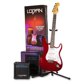 Paq. de Guitarra eléctrica Stratocaster, Vino   LOGAN   L-EG-TS-PAQ-WI - Hergui Musical