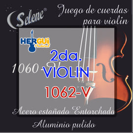 CUERDA 2da. SELENE PARA VIOLIN ENTORCHADO DE ALUMINIO PULIDO SEMIPLANO  1062-V - herguimusical