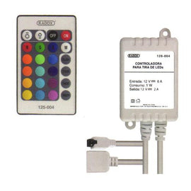 CONTROLADORA CON CONTROL REMOTO C/ SENSOR P/ TIRAS RGB LEDS 5m  RADOX   125-004 - herguimusical