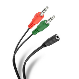 Cable auxiliar 2 plug 3,5 mm a jack 3,5 mm TRRS de 17 cm  STEREN   252-143 - herguimusical