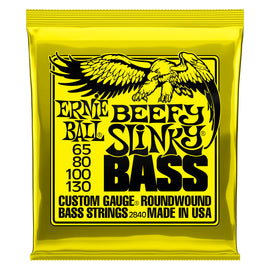 JGO. DE 4 CUERDAS PARA BAJO ELÉCTRICO "BEEFY SLINKY - LONG SCALE" PARA BAJO ELÉCTRICO (NIQUEL 0.065-0.130)  ERNIE BALL   2840 - herguimusical