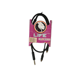 CABLE PLUG 6.3 ESTEREO A 2 PLUG RCA 1m INSERTO LIFE   PBK   2RPINE-1 - herguimusical