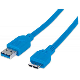 CABLE USB MICRO B - MICRO USB 3.0, 2 M, USB A, MICRO-USB B, MACHO/MACHO, AZUL  MANHATTAN   325424 - herguimusical